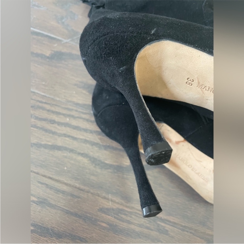 Manolo Blahnik Black Suede Knee High
Stiletto Boots Size EU 38 US 8 - Picture 10 of 16